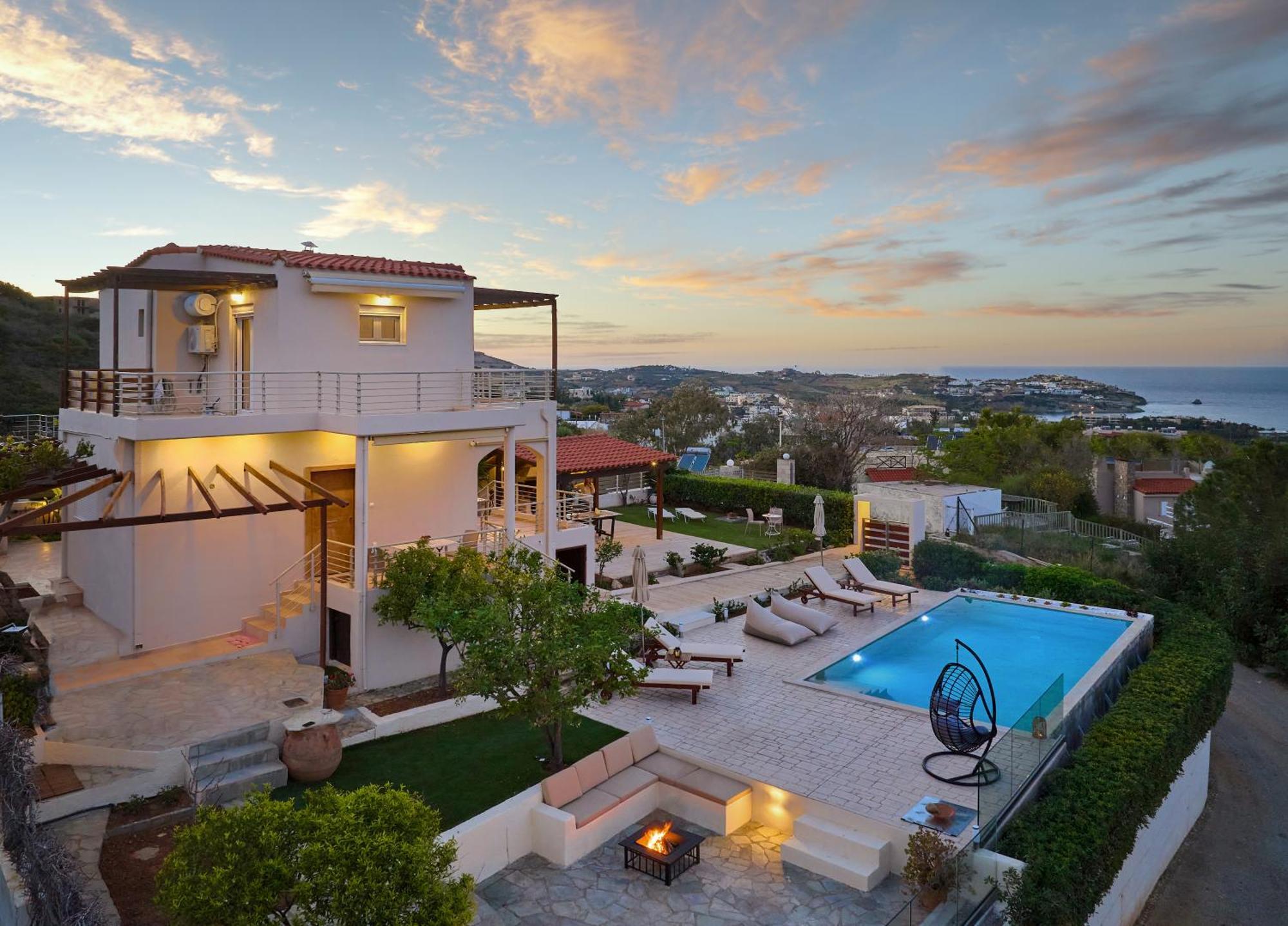 Spacious Villa With Private Eco-Pool And Panoramic Sea View Agia Pelagia  Exterior foto