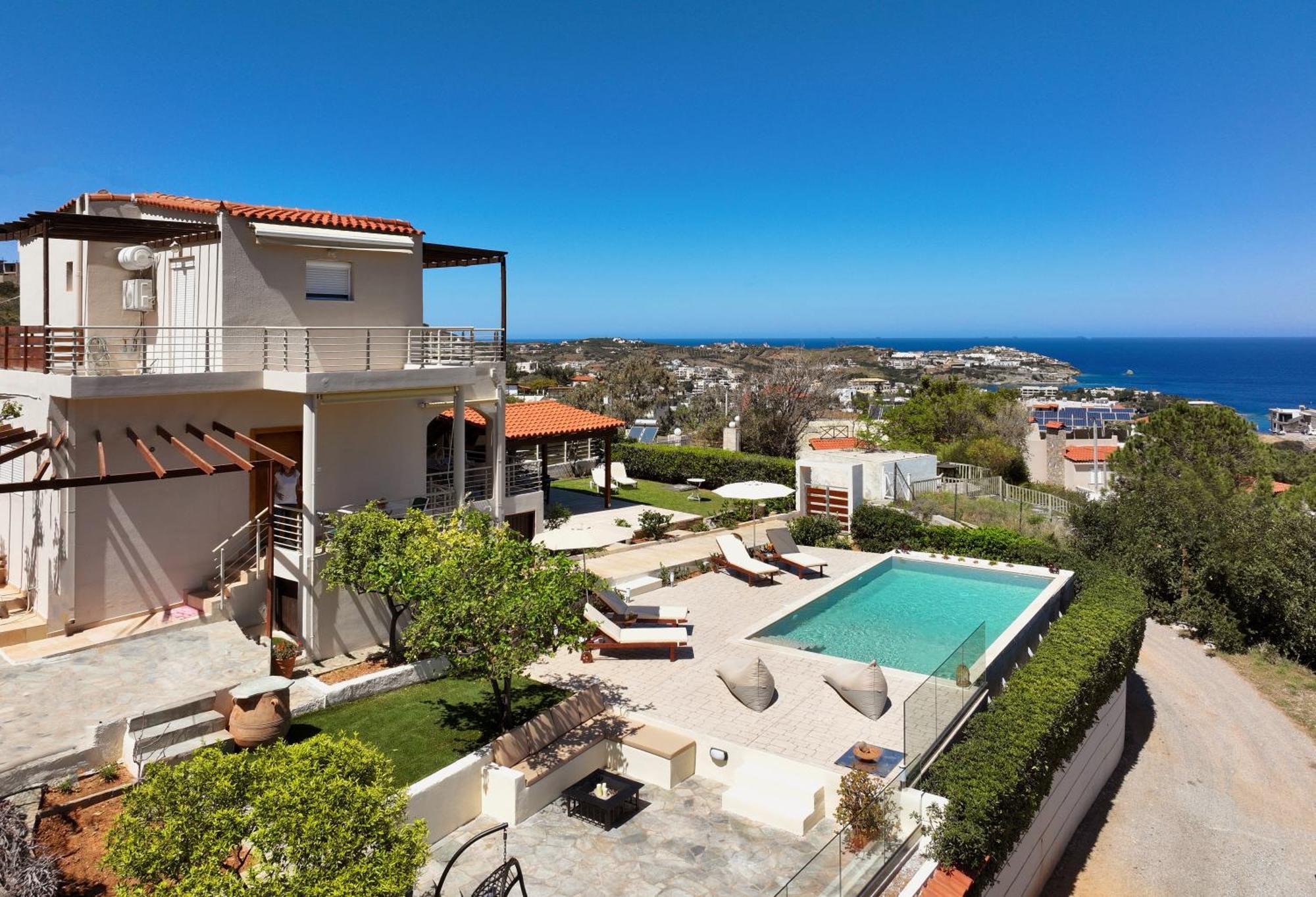 Spacious Villa With Private Eco-Pool And Panoramic Sea View Agia Pelagia  Exterior foto