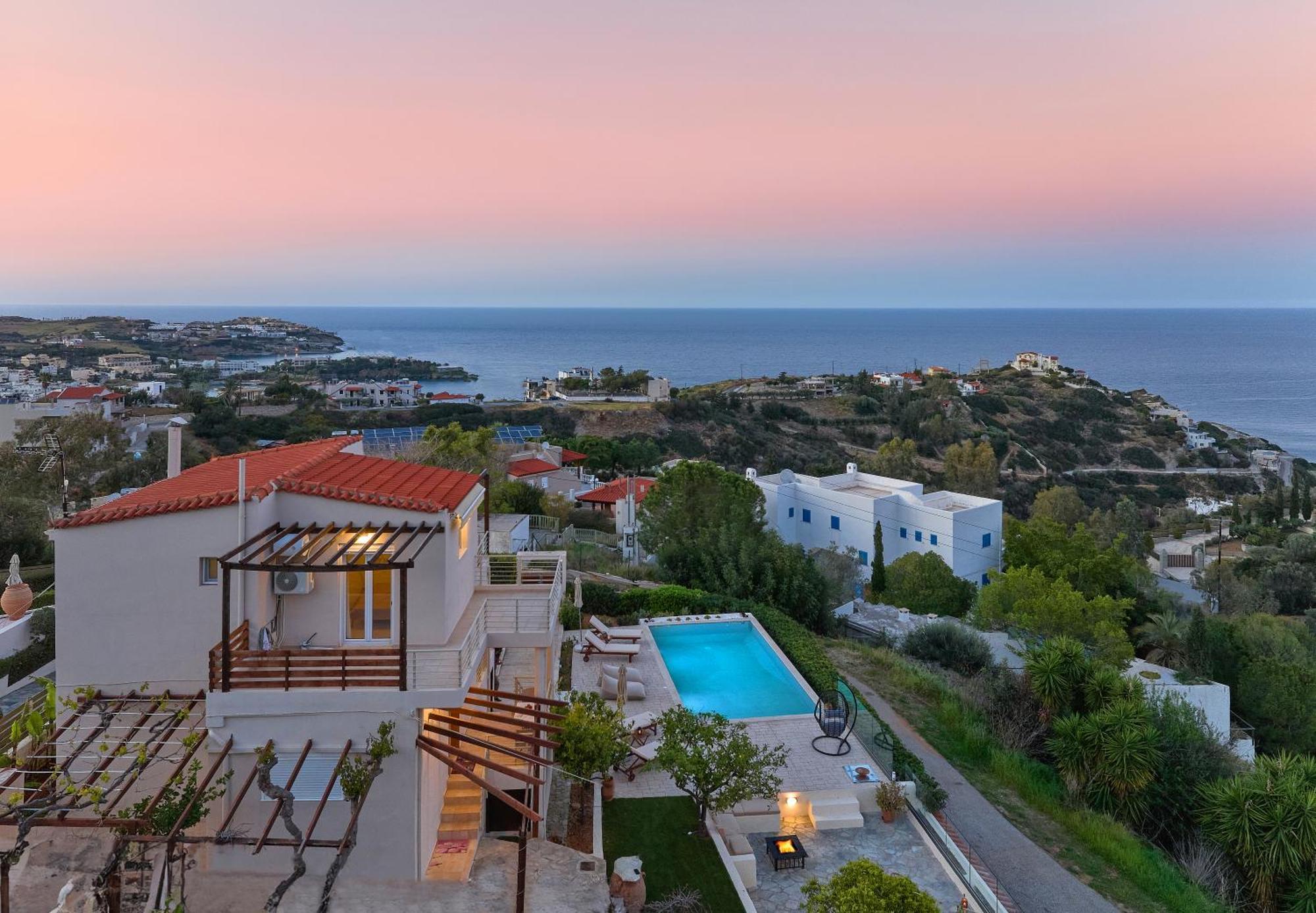 Spacious Villa With Private Eco-Pool And Panoramic Sea View Agia Pelagia  Exterior foto
